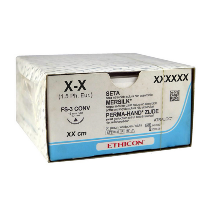 ETHICON SUTURA NATURALE NON ASSORBIBILE IN SETA: AGO CILINDRICO, 1/2 CERCHIO, FILO 75cm