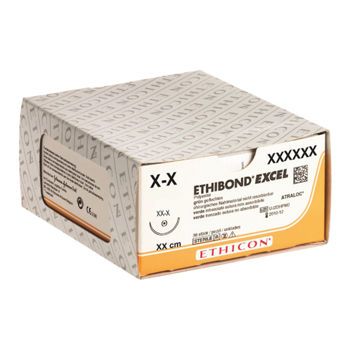 ETHICON SUTURA SINTETICA ETHIBOND EXCEL NON ASSORBIBILE: AGO BI CURVE, PUNTA TAGLIENTE, TAPERCUT, VISI-BLACK, FILO 45cm