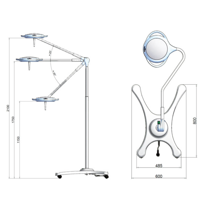 PENTALED LAMPADA SCIALITICA SU CARRELLO PROFESSIONALE