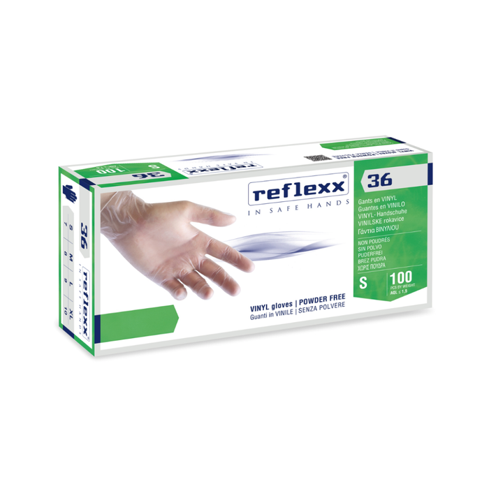REFLEXX GUANTI R36 TRASPARENTI VINILE SENZA POLVERE 100pz.