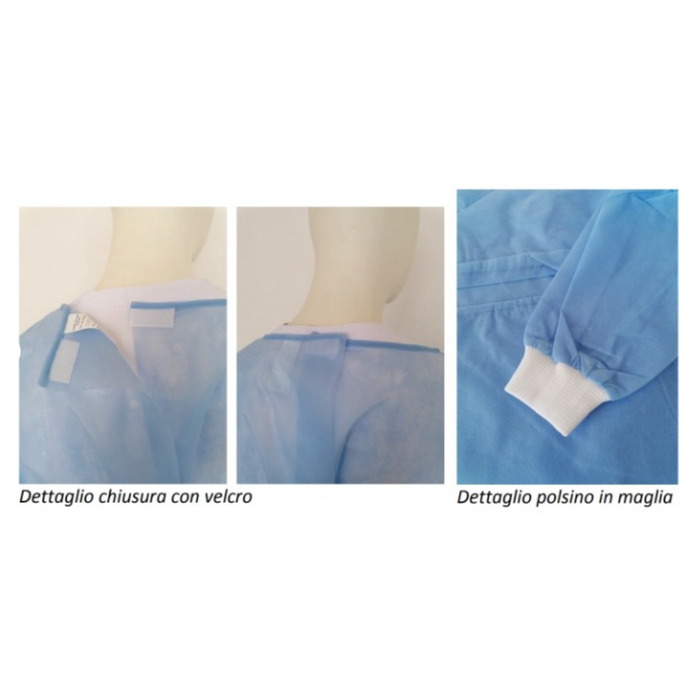 CAMICI VISITATORE (NON STERILE) AZZURRO MONOUSO DPI CAT.1 10pz.